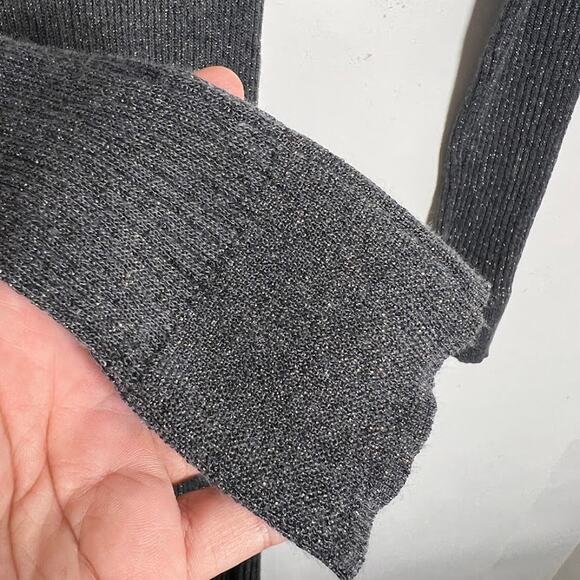 NEW! Daily Practice Anthropologie Sheer Sparkle Sweater Midi Dress MP Gray $118 - Picture 9 of 13